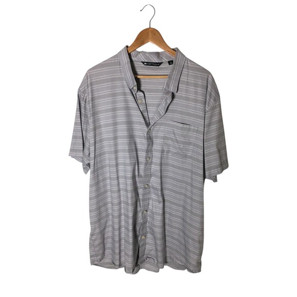 Travis Mathew Polo Shirt Men's Size XXL Gray Stripes Cotton Blend - Picture 1 of 5